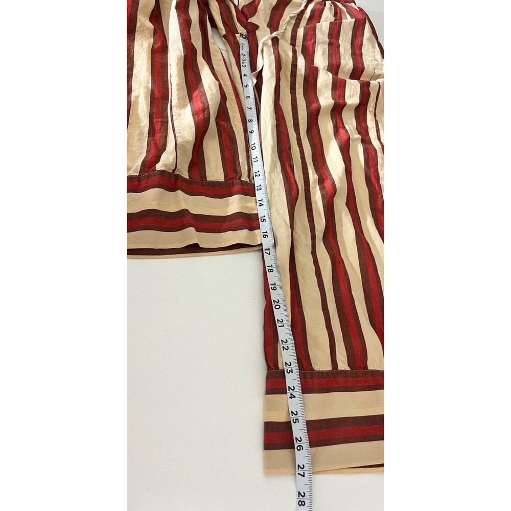 Free People Free est Solara Pants Striped Printed Mid-rise Wide-leg Pockets S - Picture 11 of 13